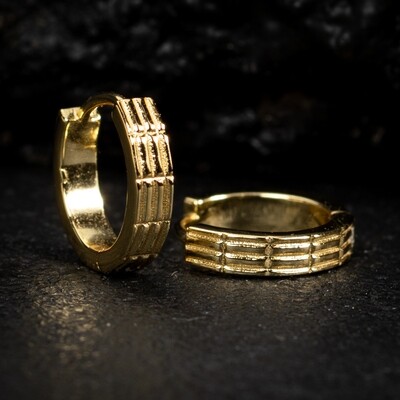 ​Small Elegant Yellow Gold Plated 925 Sterling Silver Textured Hoop Earrings