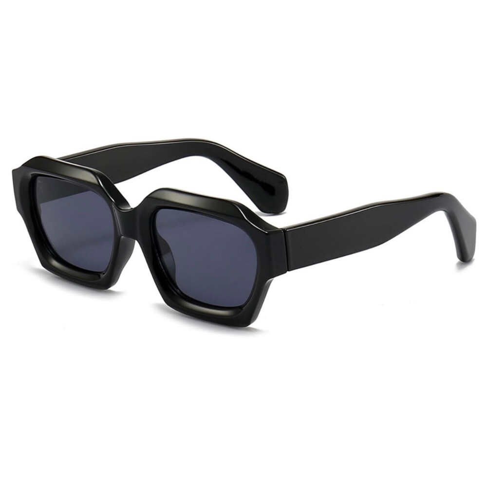 Wrap Around Retro Swift Sport Driving Shades Dark Black Frame Rectangle Black Tint Lens Sunglasses