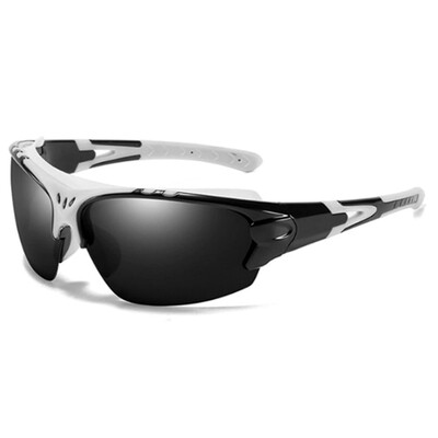 Black And White Shield Wraparound Sports Running Outdoor Reflective Mirror Men Women Sunglasses