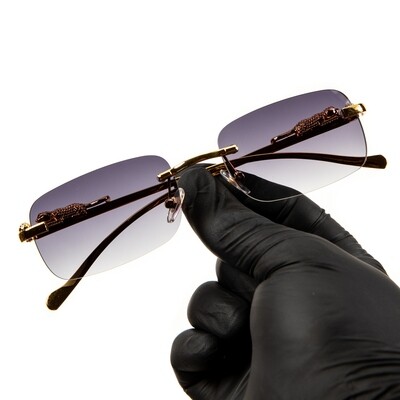 Luxury Purple Rimless Leopard Arm Gold Frame Men Women Summer Shades Sunglasses