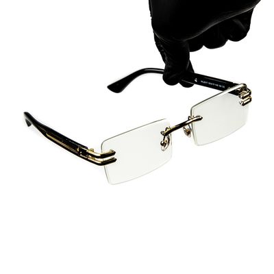 Retro Original Vintage Rectangular Style Designer Rimless Clear Lens Gold Frame Square Eye Glasses