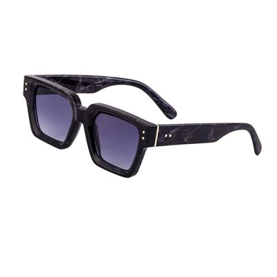 Thick Chunky Square Frame Black Marble Pattern Designer Shades Grey Lens Sunglasses