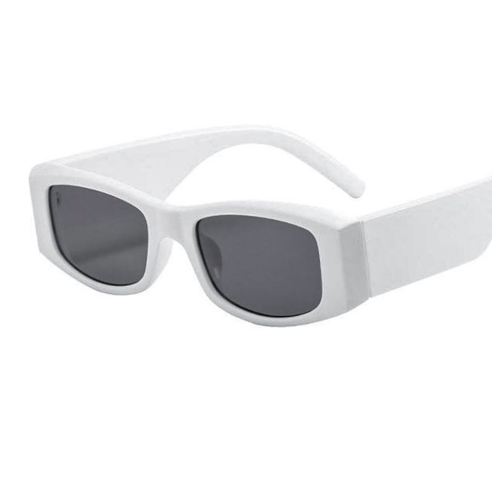 White Frame Swift Sport Black Tint Square Hip Hop Trendy Y2K Sunglasses