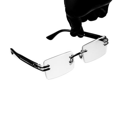 Retro Original Vintage Rectangular Style Designer Rimless Clear Lens Silver Frame Square Eye Glasses