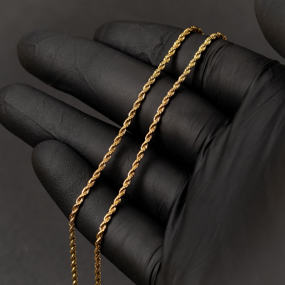 Solid Yellow Gold Plated Heavy 316 Stainless Steel 2MM 18,20,22, or 24 Inch Rope Chain Necklace