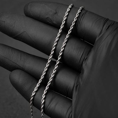 Solid White Gold Plated Heavy 316 Stainless Steel 2MM 18,20,22, or 24 Inch Rope Chain Necklace