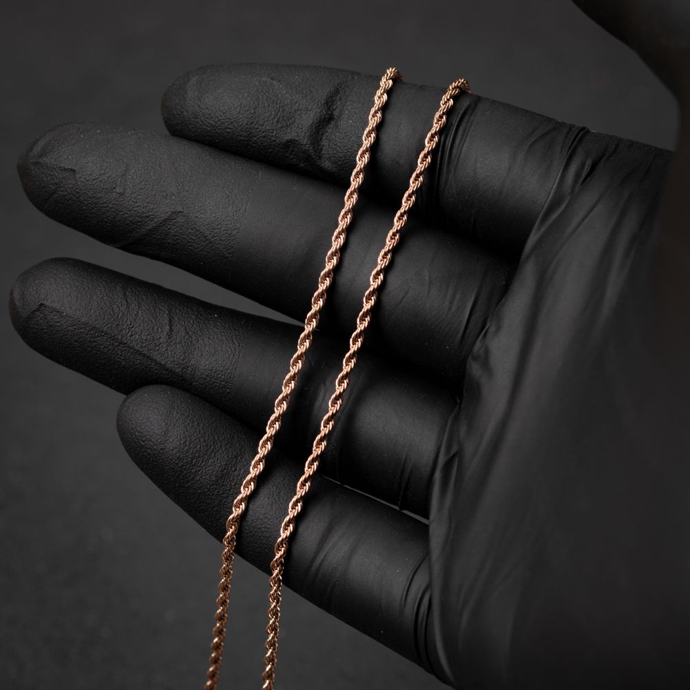 Solid Rose Gold Plated Heavy 316 Stainless Steel 2MM 18,20,22, or 24 Inch Rope Chain Necklace