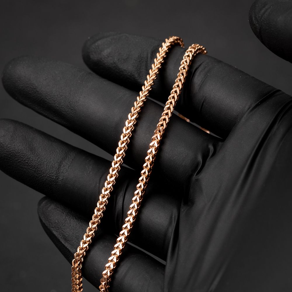 Solid Rose Gold Plated Heavy 316 Stainless Steel 2.5MM 18,20,22,24, or 26 Inch Franco Chain Necklace