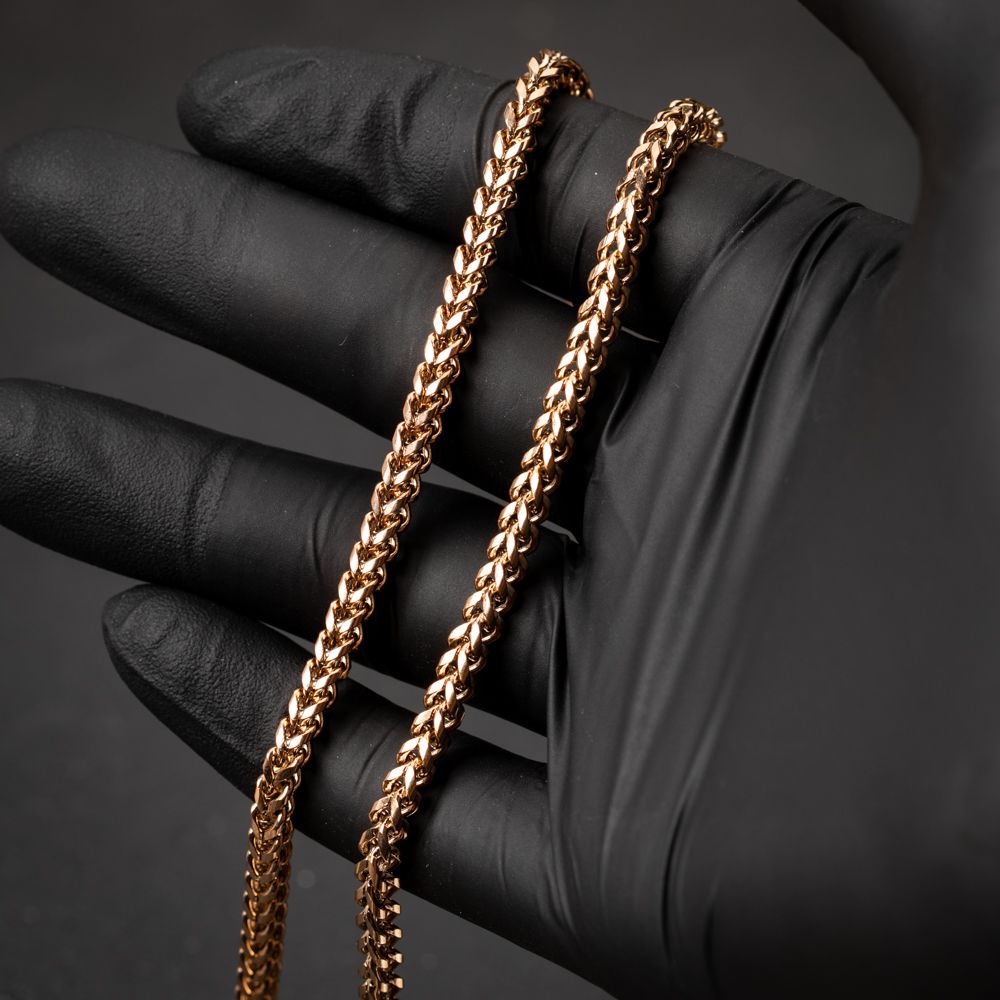 Solid Rose Gold Plated Heavy 316 Stainless Steel 4MM 18,20,22,24, or 26 Inch Franco Chain Necklace