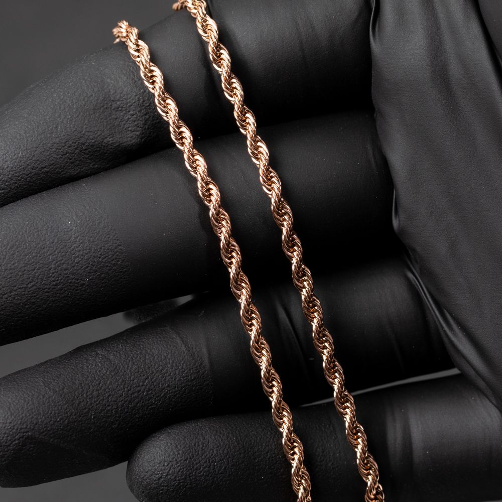 Solid Rose Gold Plated Heavy 316 Stainless Steel 3MM 18,20,22, or 24 Inch Rope Chain Necklace