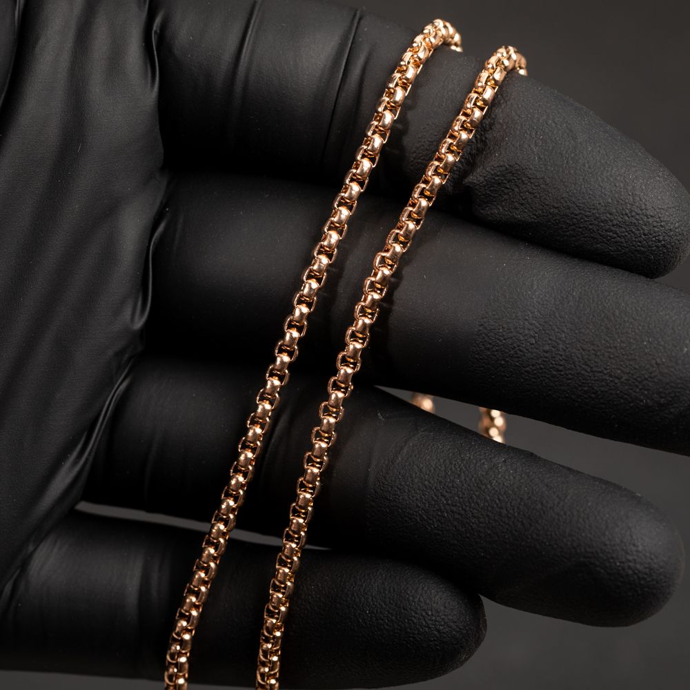 Solid Rose Gold Plated 316 Stainless Steel 3MM 18,20,22,24,26 or 30 Inch Smooth Pearl Box Chain Necklace