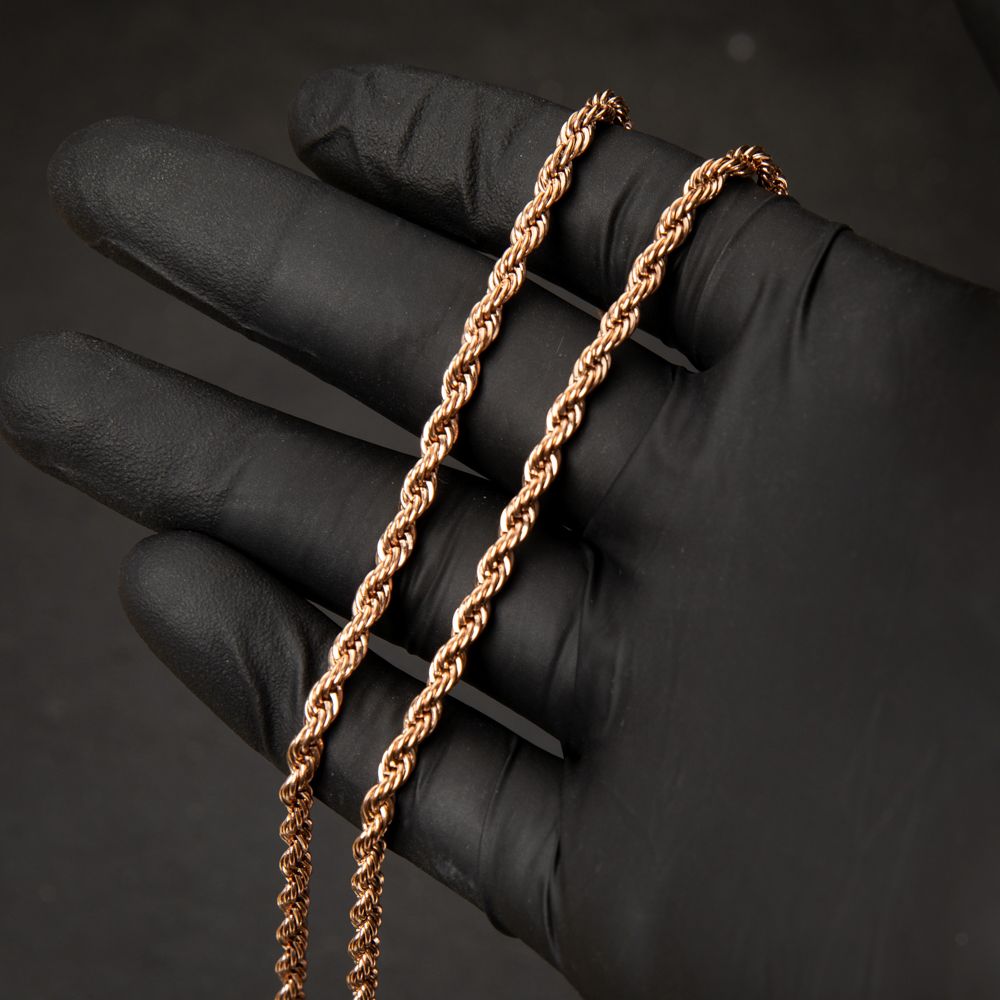 Solid Rose Gold Plated Heavy 316 Stainless Steel 4MM 18,20,22 or 24 Inch Rope Chain Necklace