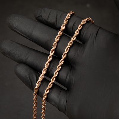 Solid Rose Gold Plated Heavy 316 Stainless Steel 4MM 18,20,22 or 24 Inch Rope Chain Necklace