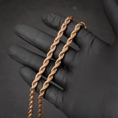Solid Rose Gold Plated Heavy 316 Stainless Steel 6MM Twist Rope Chain Necklace​