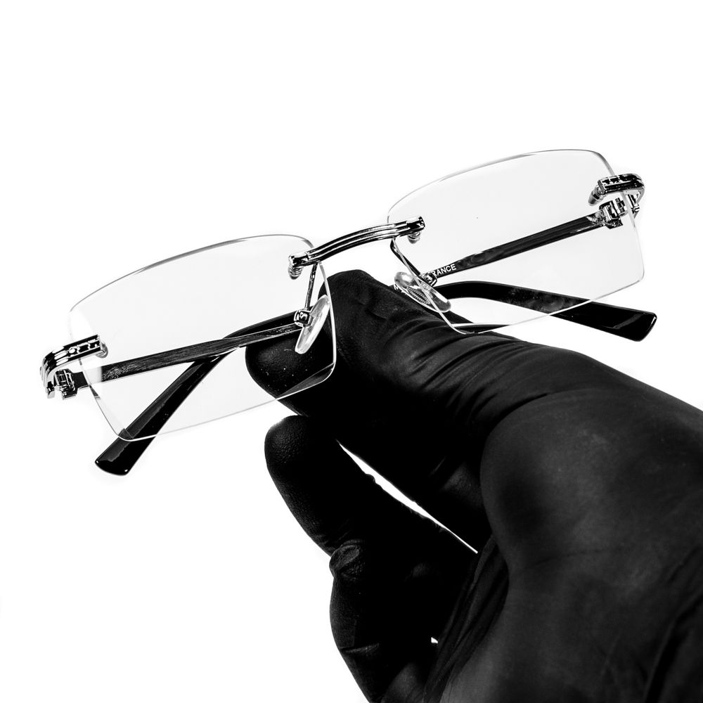 Vintage Silver Wire Frame Rimless Hip Hop Clear Lens Retro Fashion Glasses
