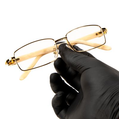 Gold Frame Eye Glasses Tan Arm Rectangle Hip Hop Clear Lens Pilot Glasses For Men