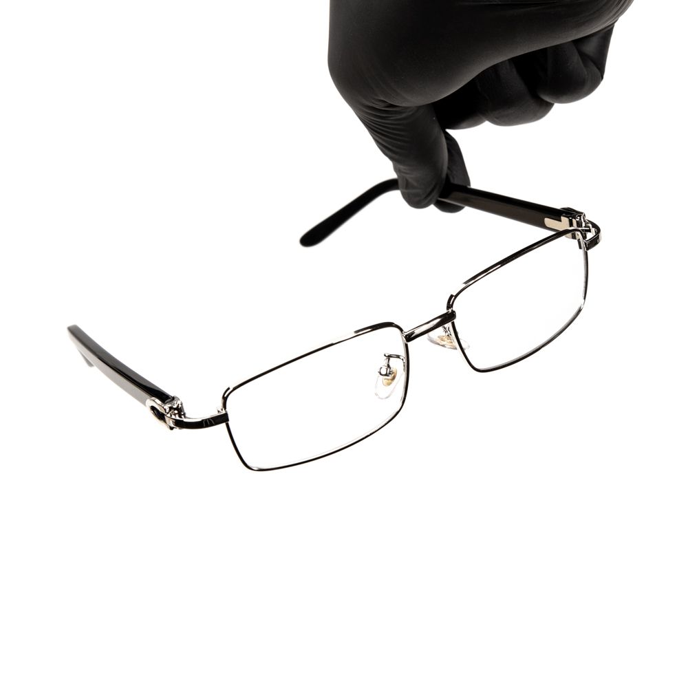 Silver Frame Eye Glasses Black Arm Rectangle Hip Hop Clear Lens Pilot Glasses For Men
