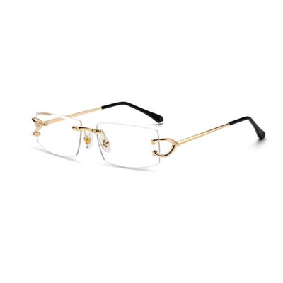 Rimless Narrow Clear Lens​ Gold Frame Rectangular Eye Glasses