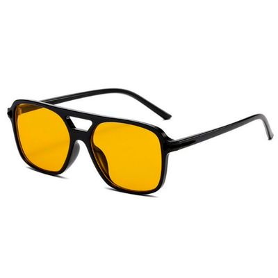Trendy ​Yellow Tint Lens Aviator Men Women Retro 70&#39;s Oversized Sunglasses