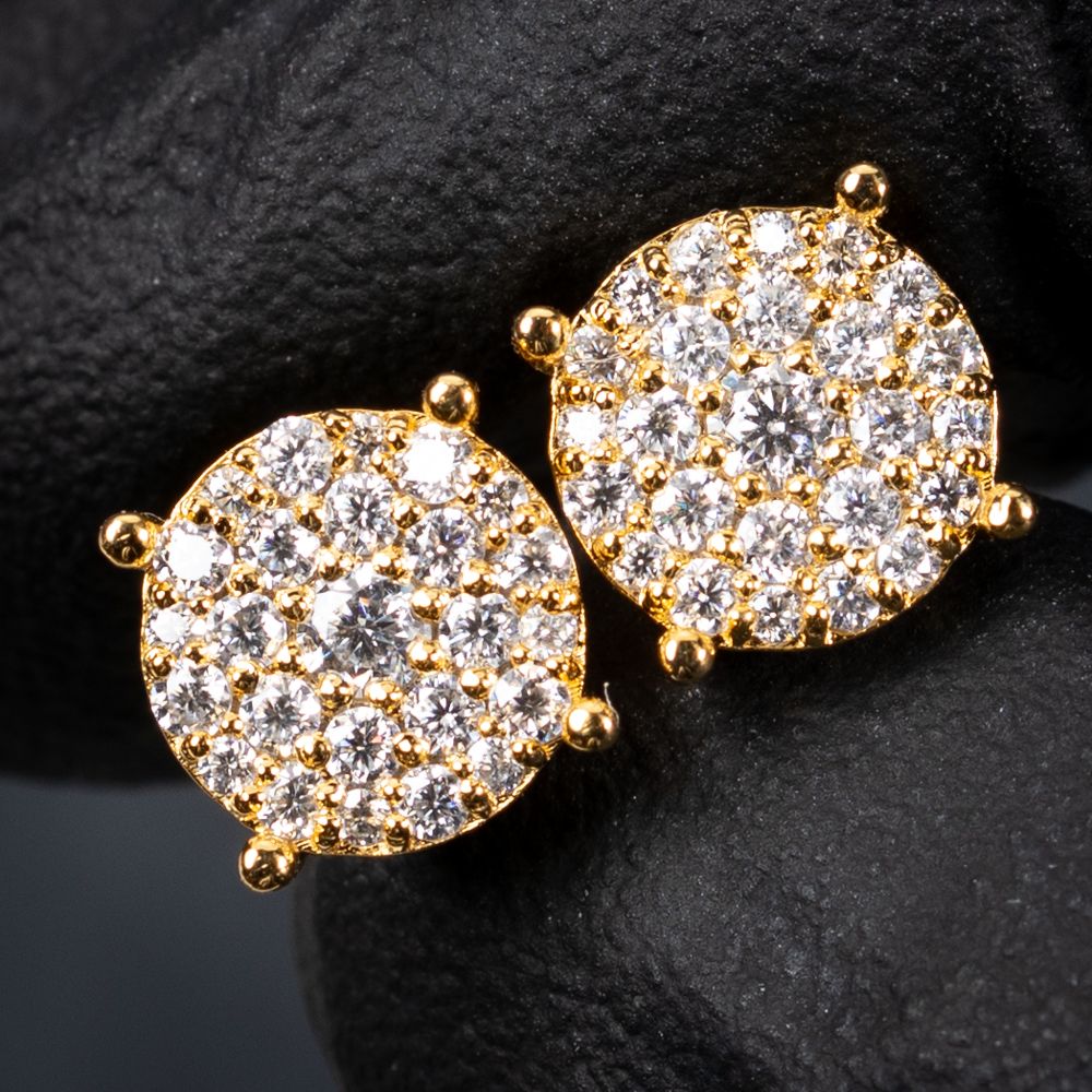 Yellow Gold Plated 925 Sterling Silver 0.51Ct VVS Moissanite​ Flower Cluster Stud Earrings​
