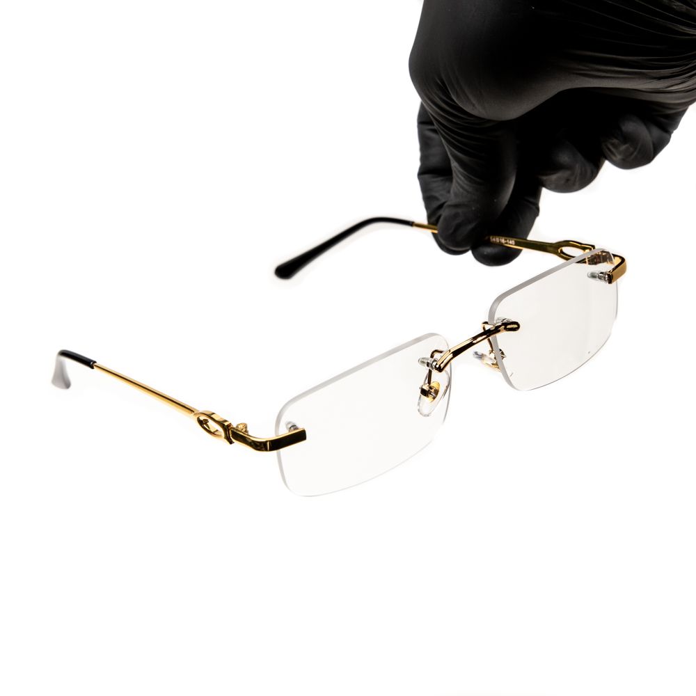Gold Wire Frame Metal Designer Rimless Narrow Clear Lens​ Gold Frame Rectangular Eye Glasses
