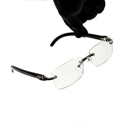 Silver Frame Eye Glasses Black Arm Rectangle Hip Hop Clear Lens Rimless Glasses For Men