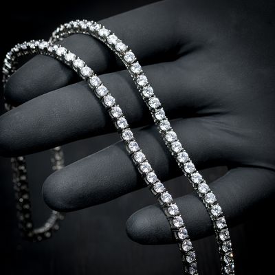 Men&#39;s 4mm Cz White Gold Plated Tennis Chain