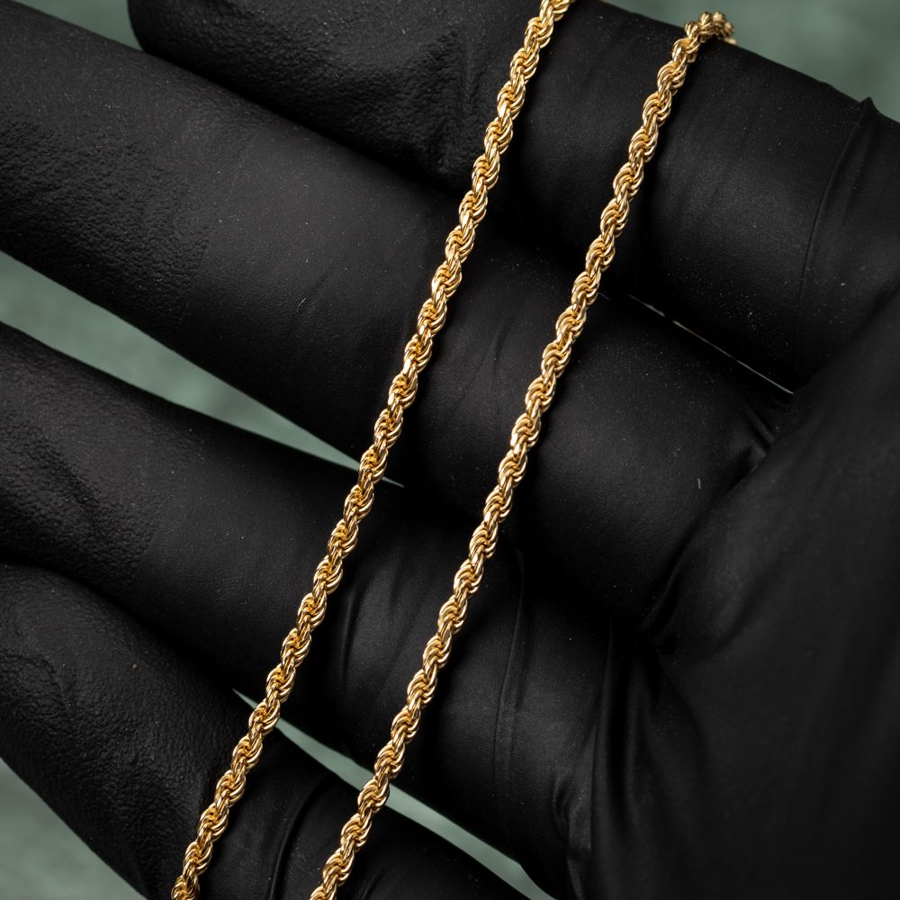 Solid Yellow Gold Plated Heavy 925 Sterling Silver 2MM 16,18,20,22, or 24 Inch Rope Chain Necklace