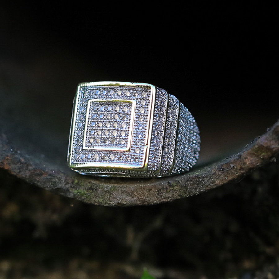 Hip Hop Iced Out Square Gold Ring