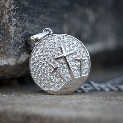 Mini Silver Three Cross Pendant Necklace