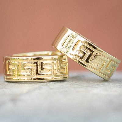 Gold Solid Greek Hoop Earrings