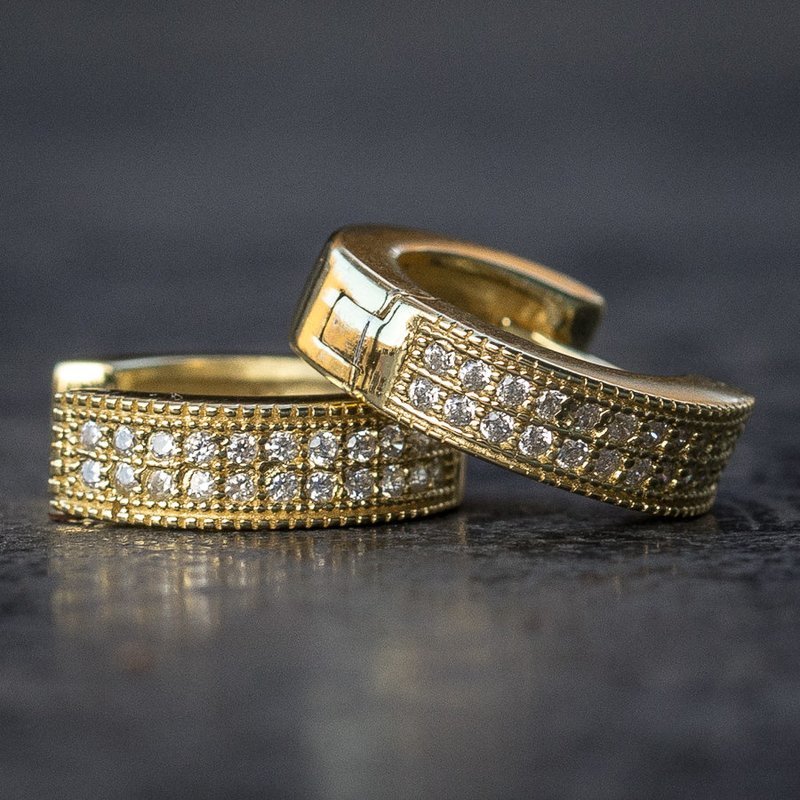 Small 14k Gold Diamond Hoop Earrings