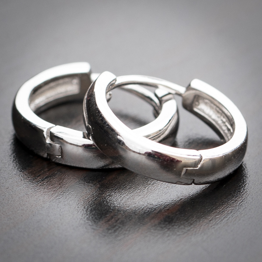 White Gold Plated Solid 925 Sterling Silver Post Small Hoop Earrings for Women And Men