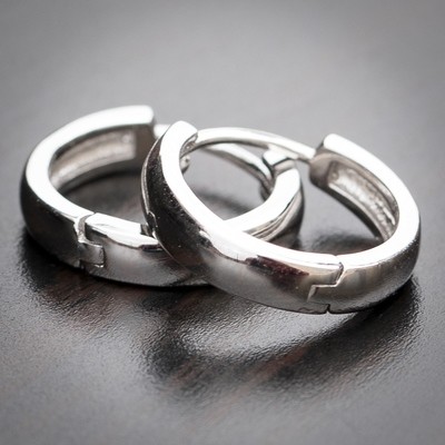White Gold Plated Solid 925 Sterling Silver Post Small Hoop Earrings for Women And Men
