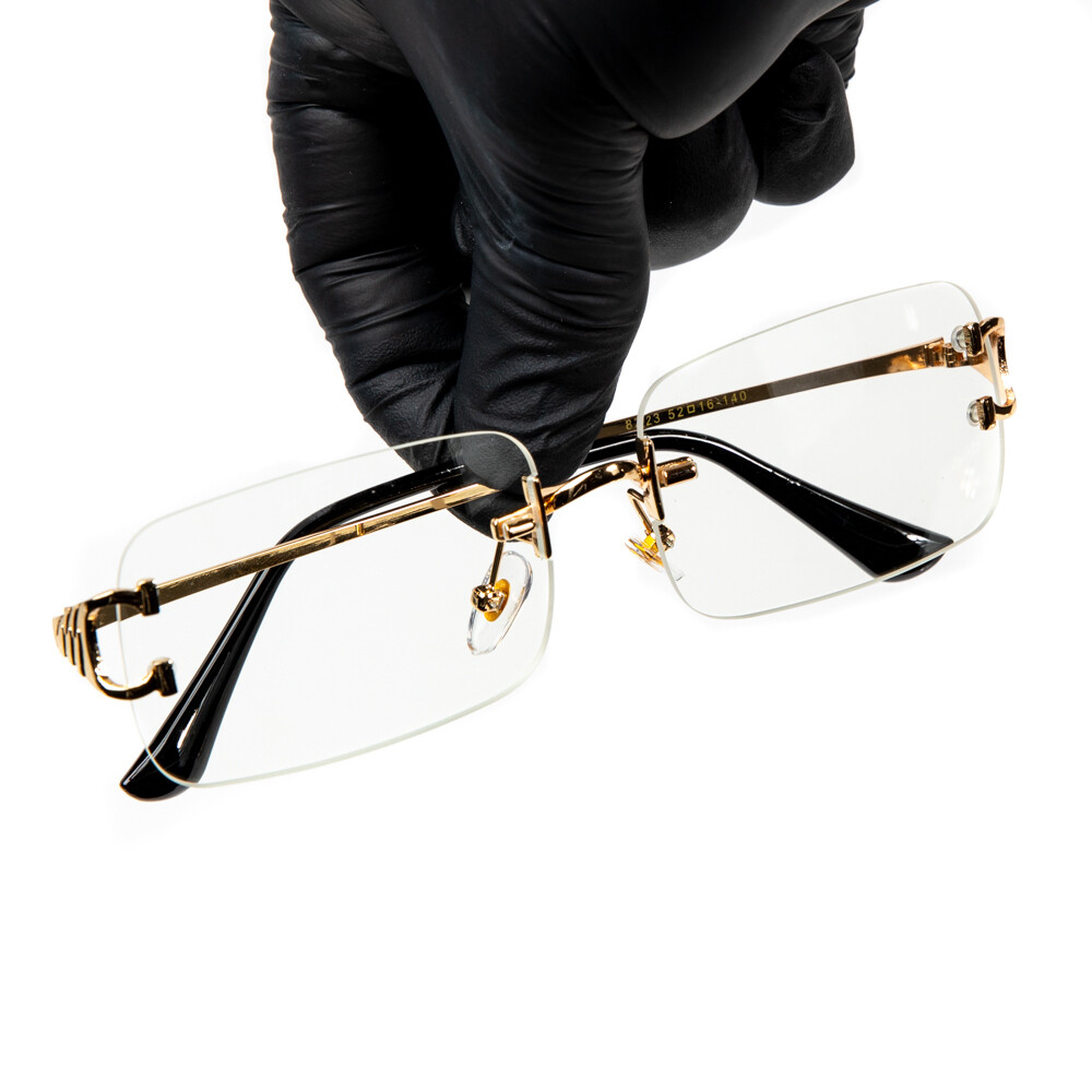 Rimless Clear Lens Gold Frame Men's Women's Hip Hop Square Retro Fashion Glasses