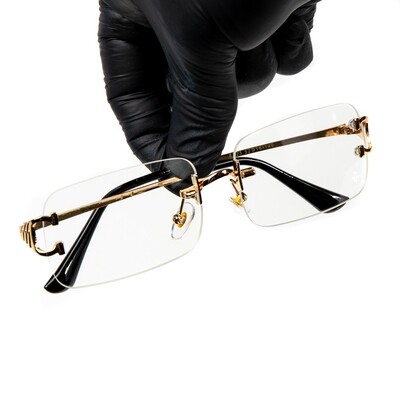 Rimless Clear Lens Gold Frame Men's Women's Hip Hop Square Retro Fashion Glasses