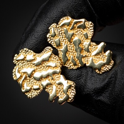 Men's Large 14K Yellow Gold Plated 925 Sterling Silver Screw Back Post Nugget Earrings