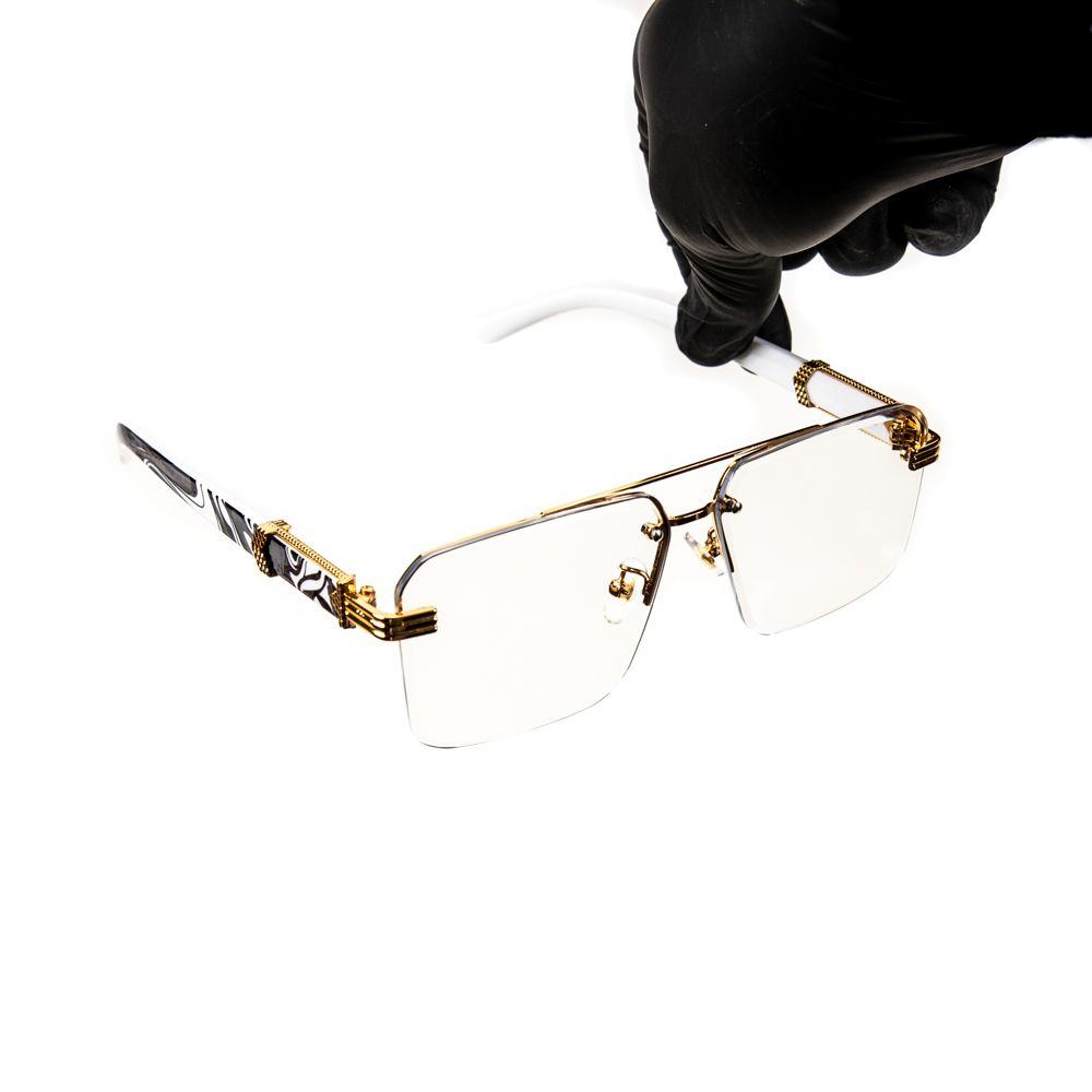 Men's Designer Hip Hop Gold Frame Gray Marble Arm Clear lens Eye Glasses
