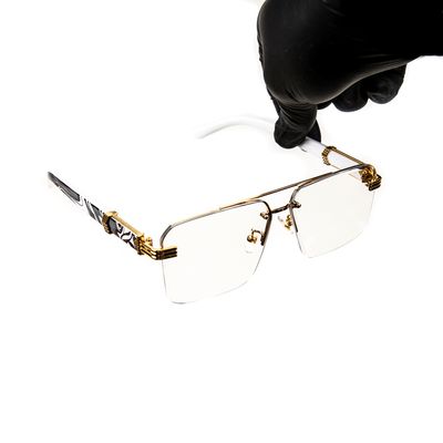 Men's Designer Hip Hop Gold Frame Gray Marble Arm Clear lens Eye Glasses