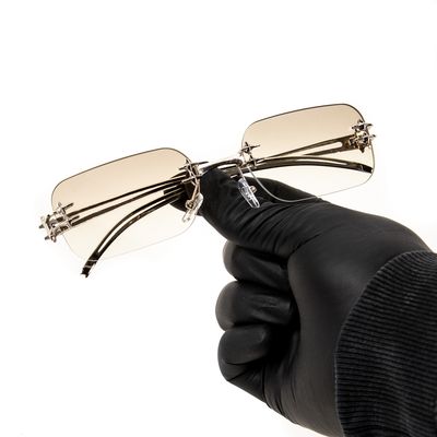 Elegant Rectangle Silver Vintage Retro Metal Wire Frame Rimless Clear Gray Tint Sunglasses