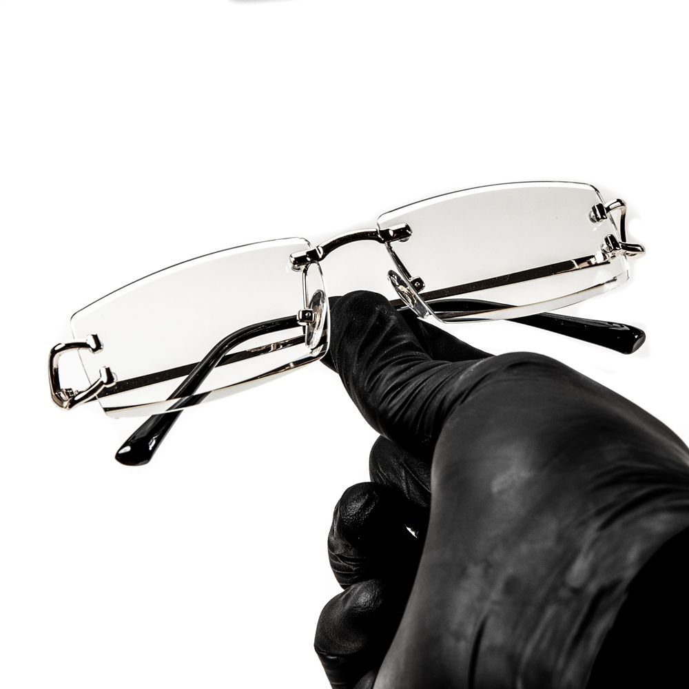 Rimless Narrow Clear Lens​ Silver Frame Rectangular Eye Glasses