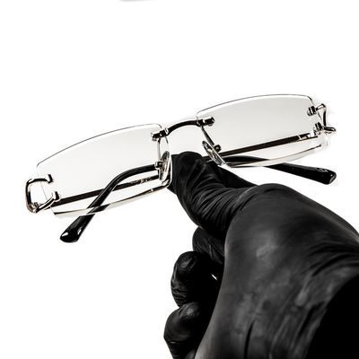 Rimless Narrow Clear Lens​ Silver Frame Rectangular Eye Glasses