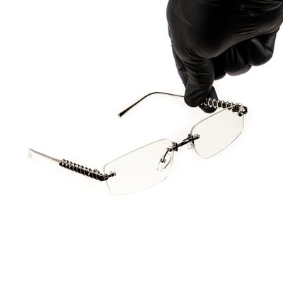 Silver Wire Frame Metal Designer Spike Rimless Narrow Clear Lens​ Silver Frame Rectangular Eye Glasses