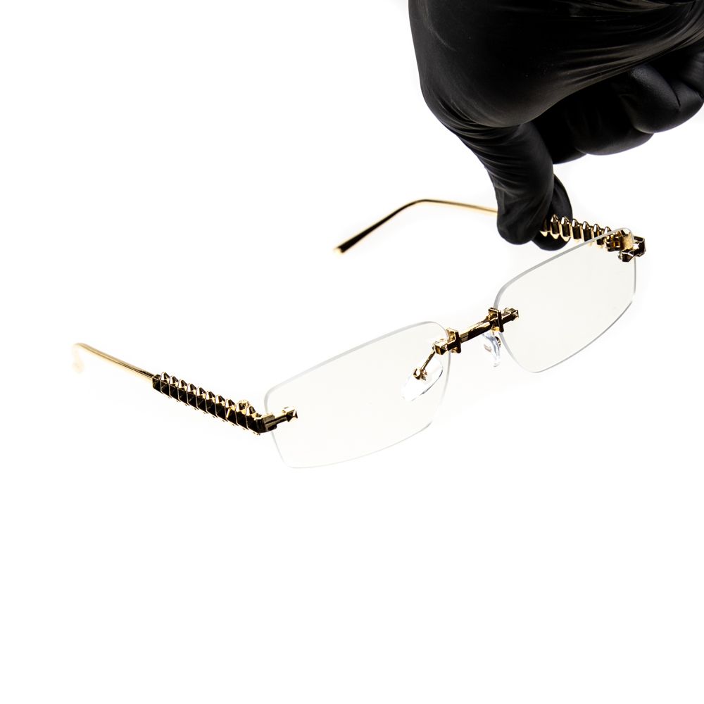 Gold Wire Frame Metal Designer Spike Rimless Narrow Clear Lens​ Silver Frame Rectangular Eye Glasses