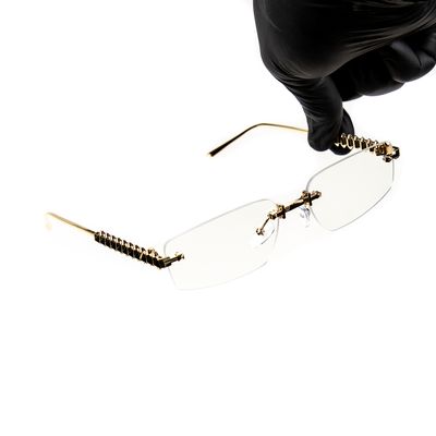 Gold Wire Frame Metal Designer Spike Rimless Narrow Clear Lens​ Silver Frame Rectangular Eye Glasses