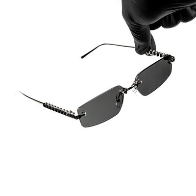 Men's Rimless Spiked Wire Silver Frame Dark Black Tint Hip Hop Sunglasses