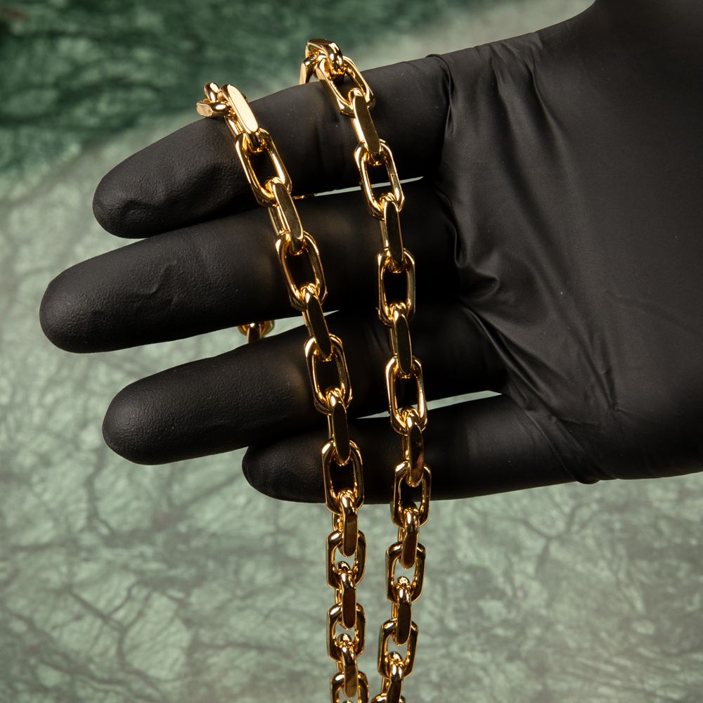 Solid Yellow Gold Plated  316 Stainless Steel 8MM Rolo Hermes Chain Necklace