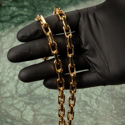 Solid Yellow Gold Plated  316 Stainless Steel 8MM Rolo Hermes Chain Necklace