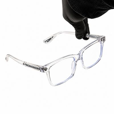 Classic Mens Clear Lens Fashion Fully Clear Silver Plated Metal Cross Eyeglasses