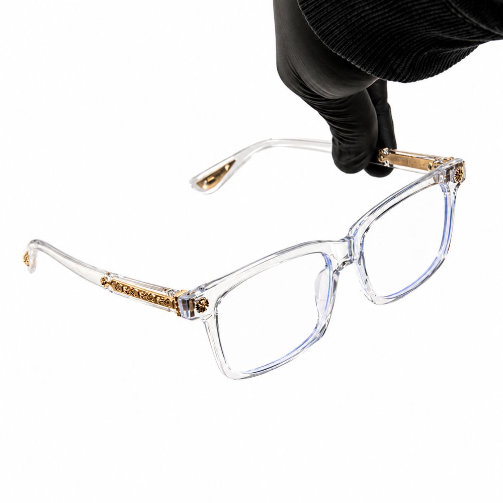 Classic Mens Clear Lens Fashion Fully Clear Gold Plated Metal Cross Eyeglasses